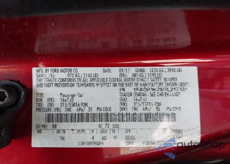 2016 Ford Focus Se from USA, damaged, VIN 1FADP3K25GL217331